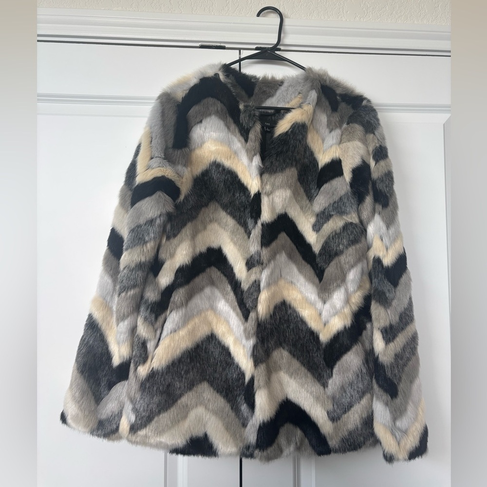 Fate Chevron Faux Fur Jacket